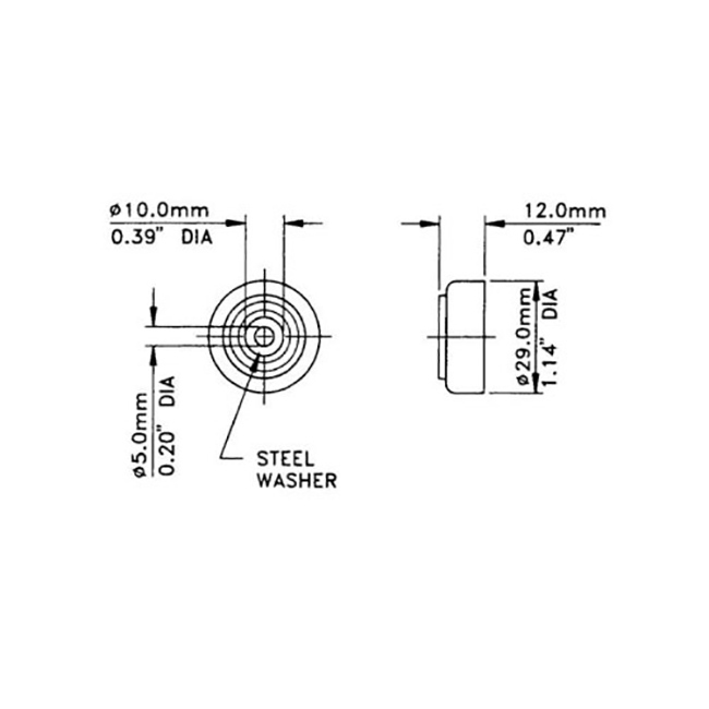 Eight Penn Elcom F1633 Rubber Cabinet Foot 1.125" Dia. x 0.5" H Heavy-duty