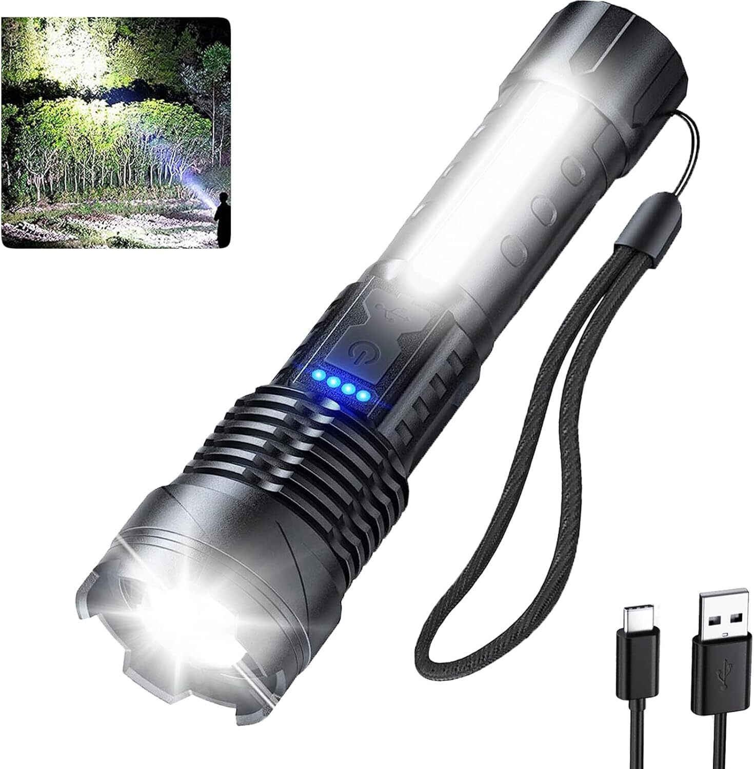 2pc 990000000Lumen Super Bright LED Flashlight Tactical Rechargeable Work Lights