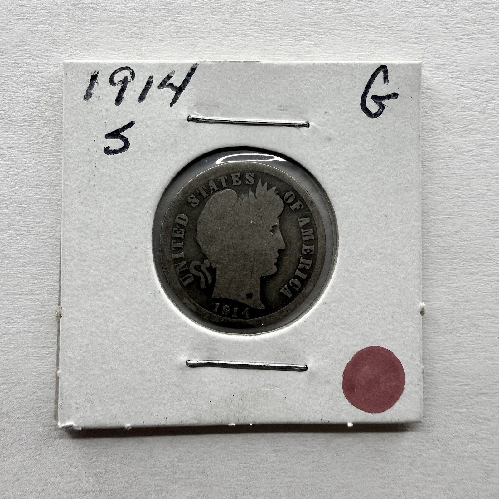 1914-S Barber Dime 10C SILVER - Good (G)