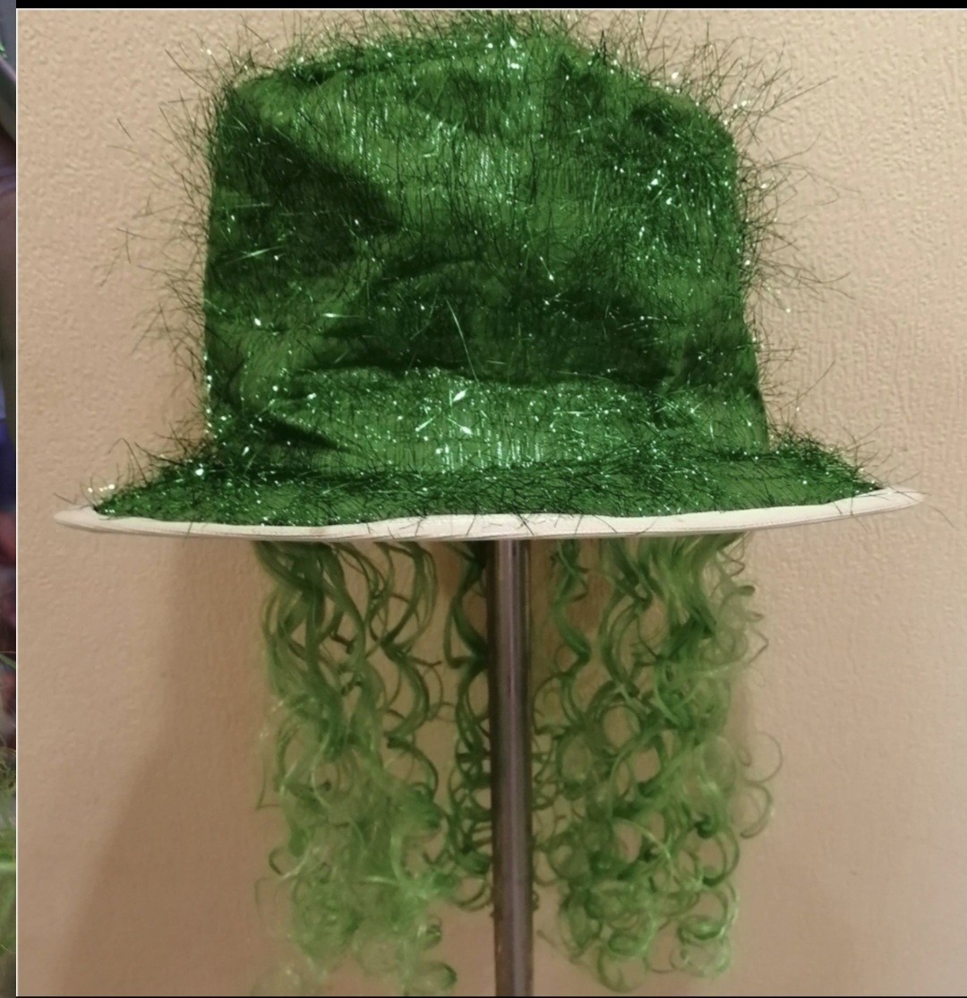 St. Patrick's Day Tinsel Top Hat With Curly Wig