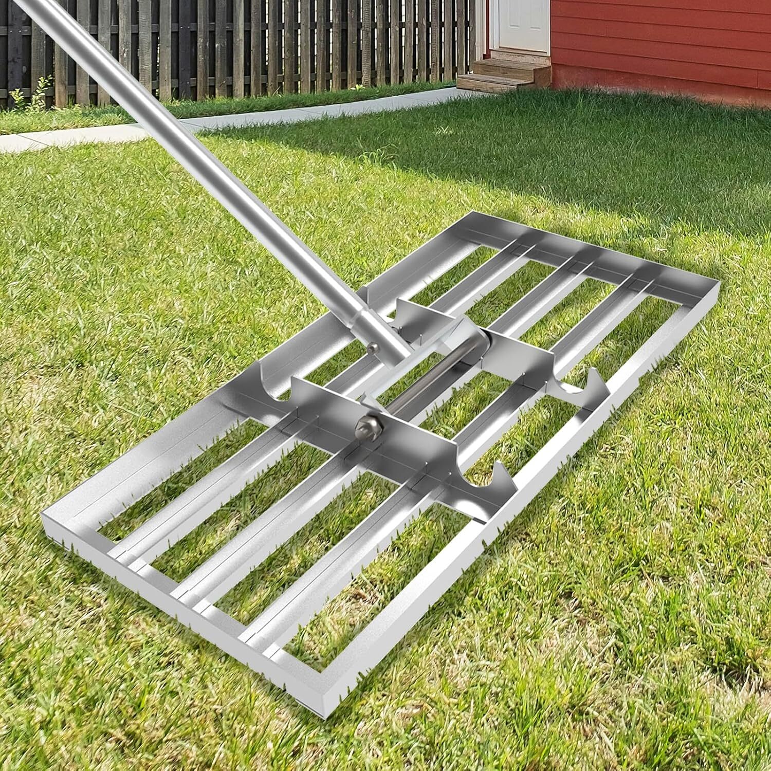 Lawn Leveling Rake 17 Inch, Lawn Leveler Garden Tool with Stainless Steel Handle