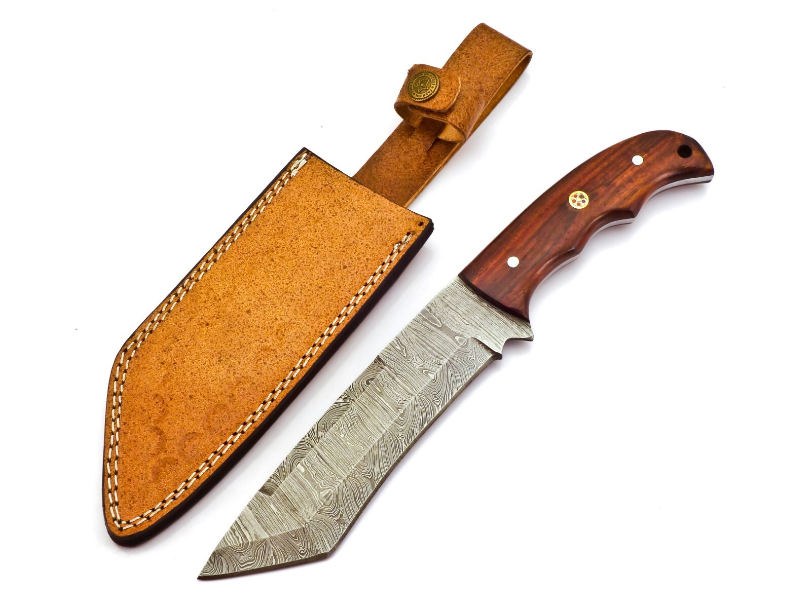 Masterfully Crafted 11" Damascus Steel Tracker Knife:Premium Hunting Tool/Sheath