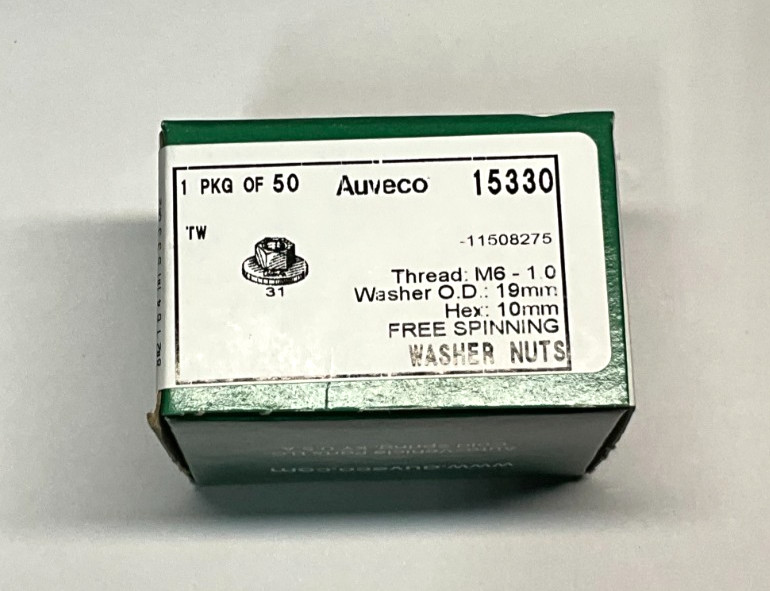50 AUVECO 15330 M6-1.0 FREE SPINNING WASHER NUT 19MM OD