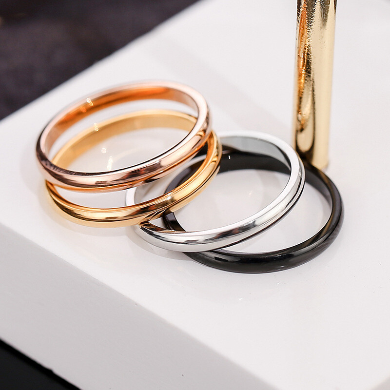Stainless Steel Finger Ring Women Ring 2mm Couple Ring Circle Plain