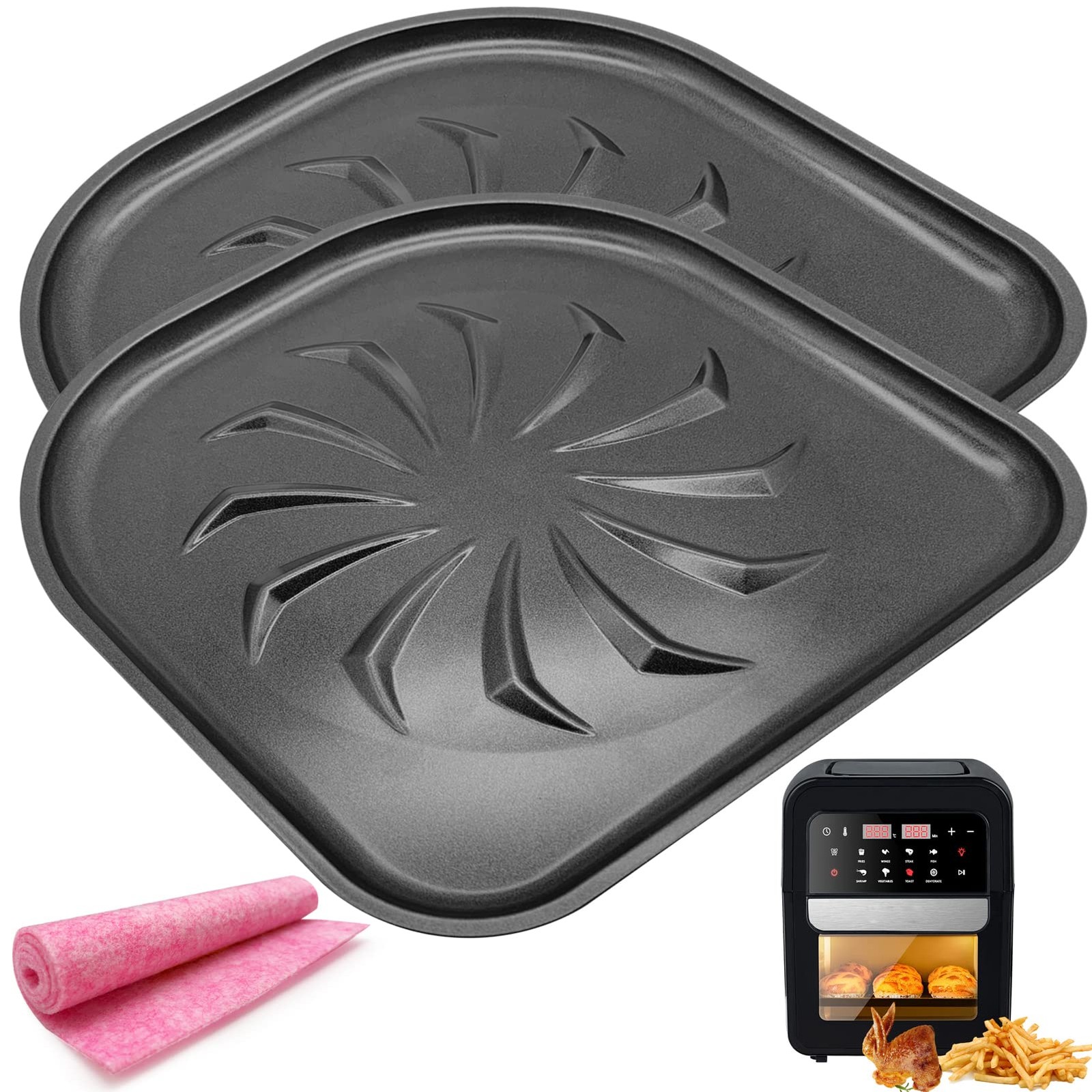 HEISENLIN Drip Tray for PowerXL Air Fryer, 2 PCS Upgraded 10QT(New), Black