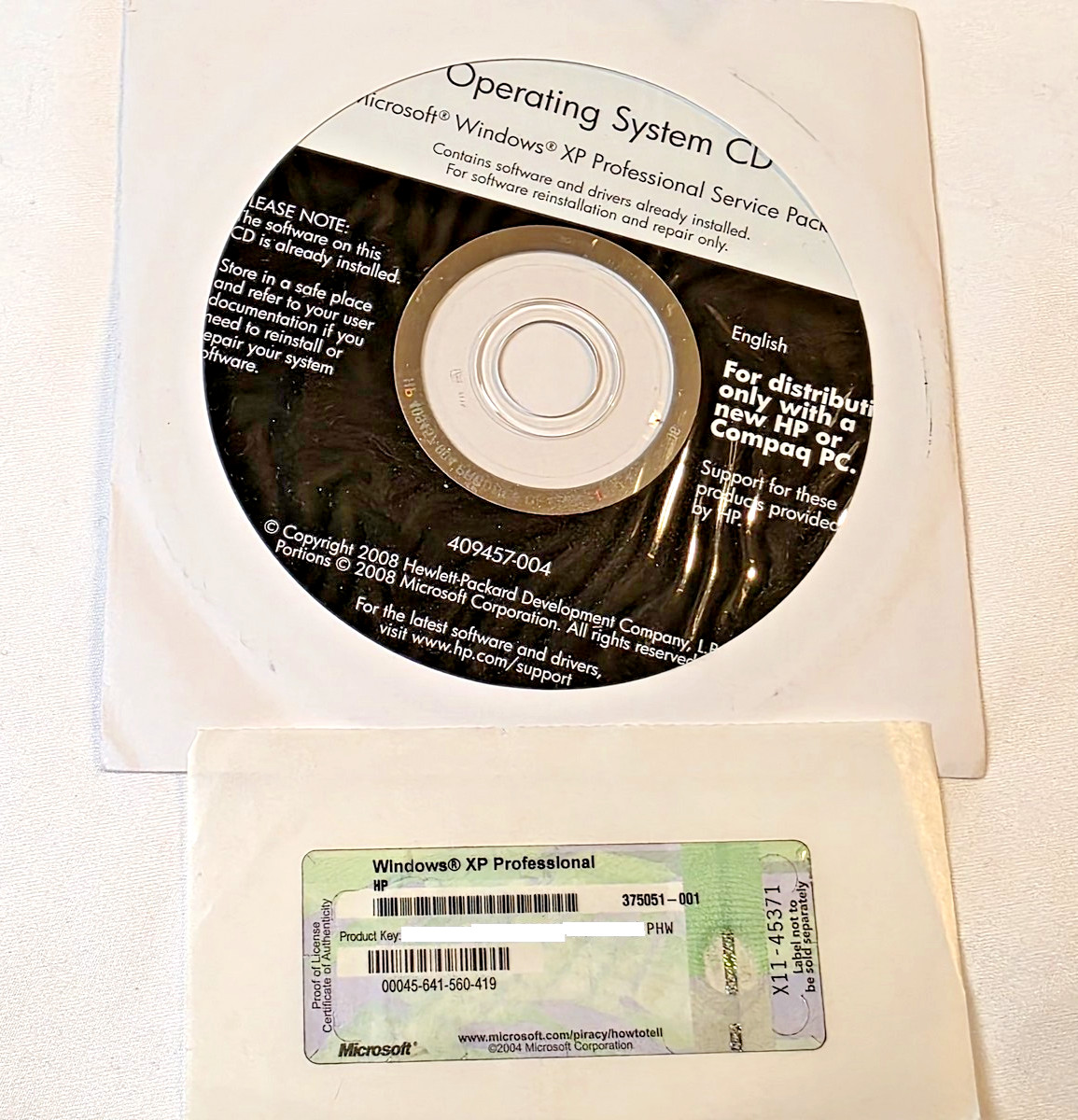 HP Compaq Windows XP Professional SP2 Service Pack 2 NEW w/ Product Code - PHW