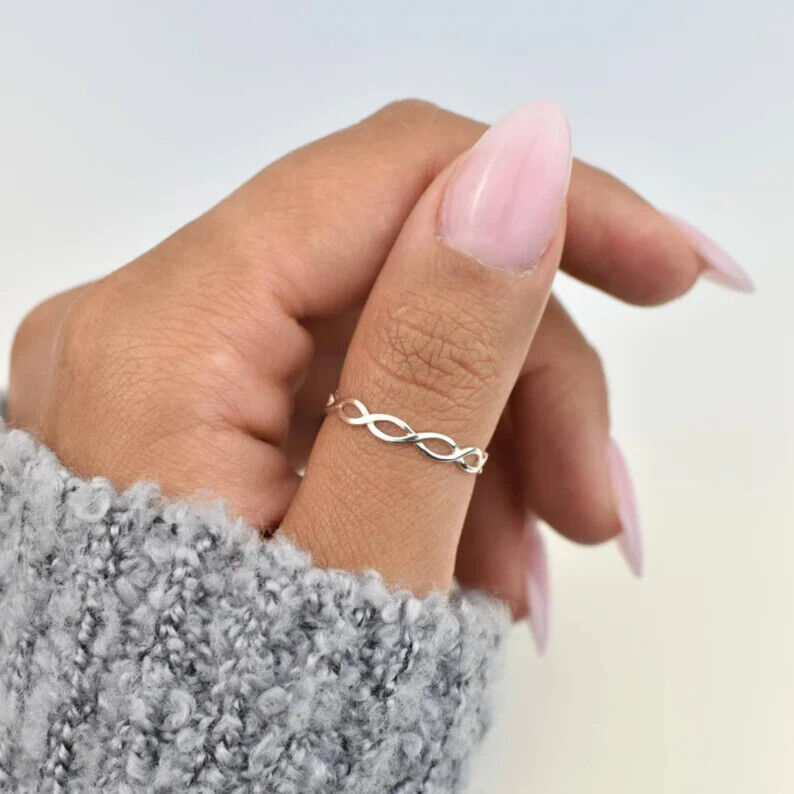 Solid 925 Sterling Silver Double Braid Unique Ring Handmade Gift Ring All Size