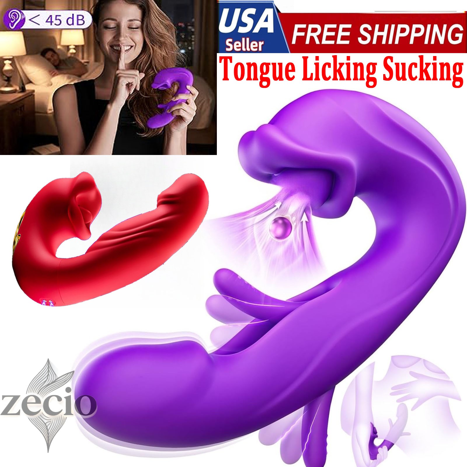 Tongue Licking Sucking Clitoral Rose Vibrator Thrusting Dildo Sex Toys for Women