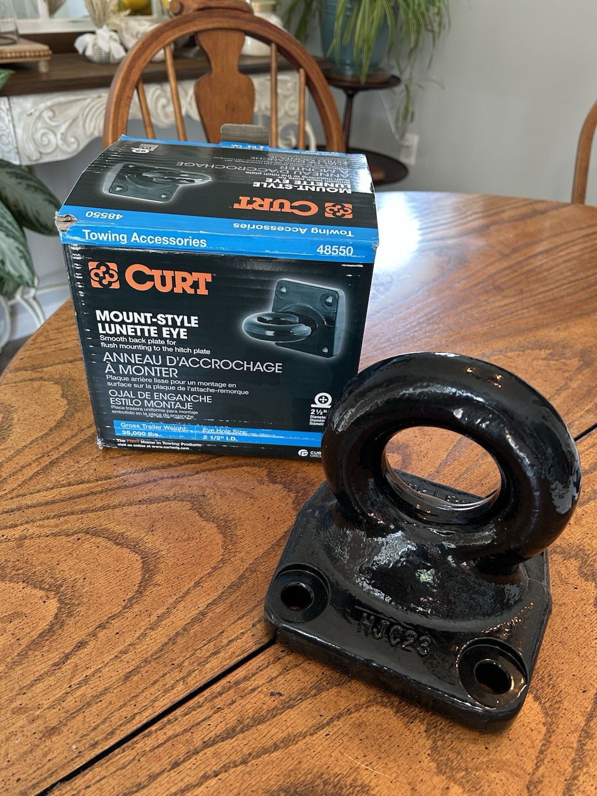 CURT 48550 Black Steel Pintle Hitch Lunette Ring 2-1/2-Inch ID, 35,000 lbs, 4-1/