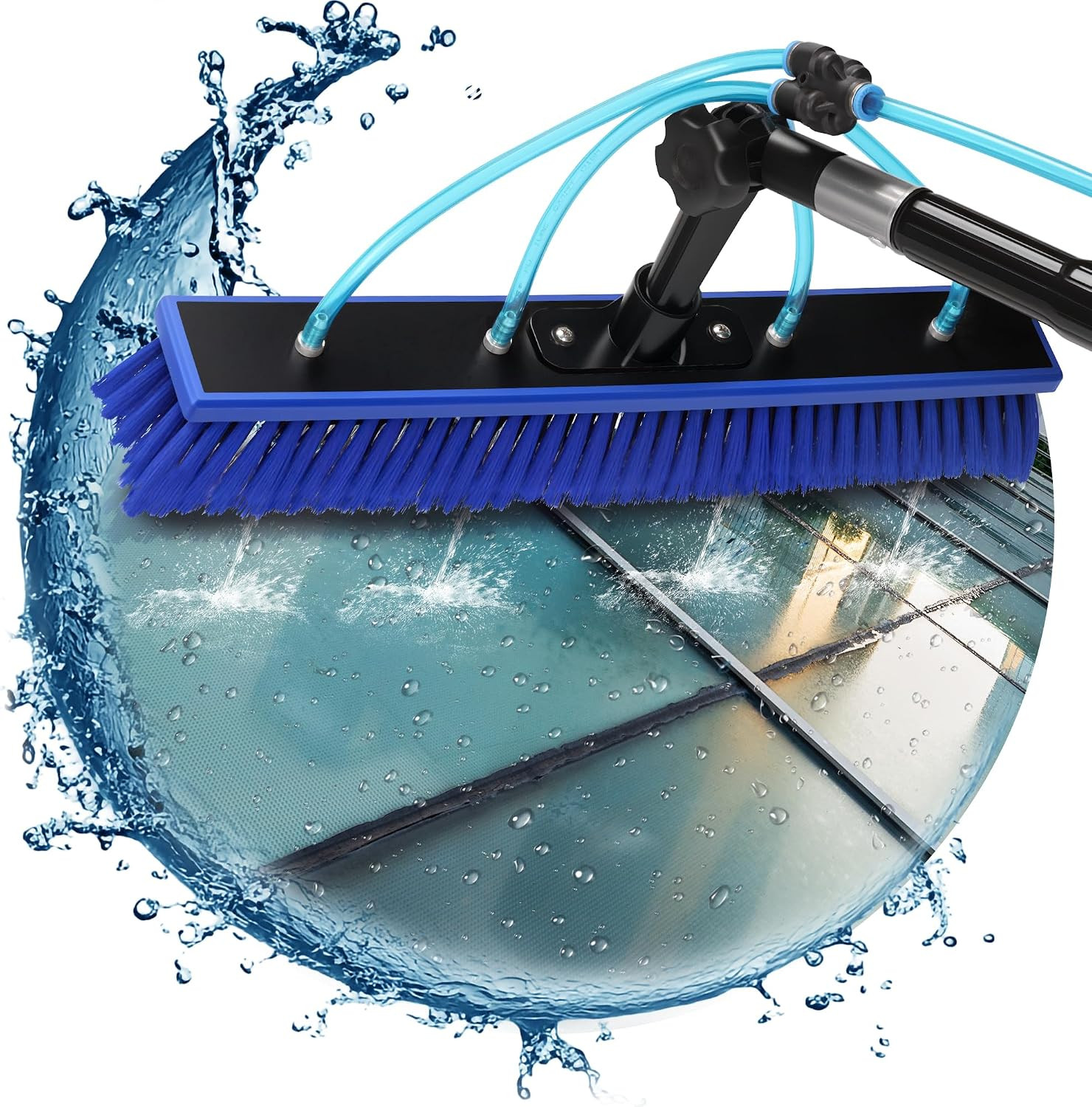 Solar Panel Window Cleaning Brush and Pole, 40FT Adjustable Window Cleaner Brush