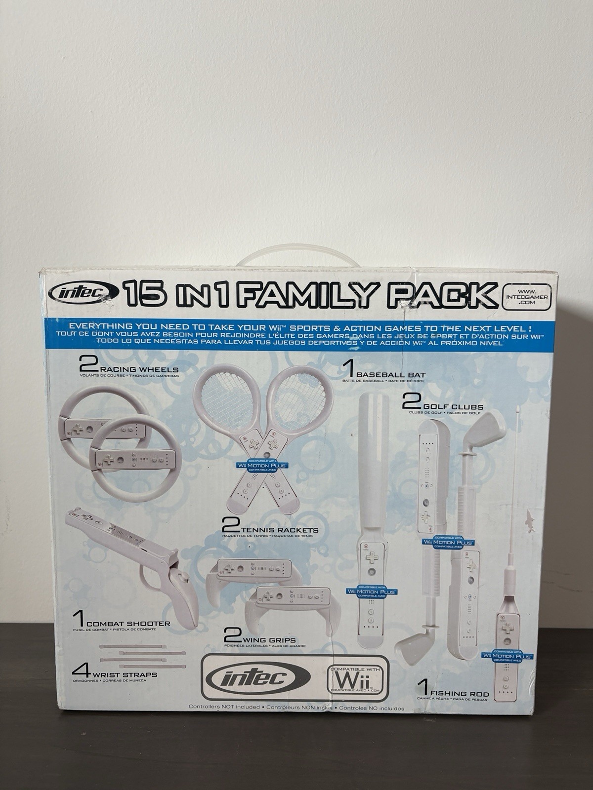 Intec Wii 15-in-1 Family Pack Sports Accessory Bundle w/ Wheel & Golf Club G5710