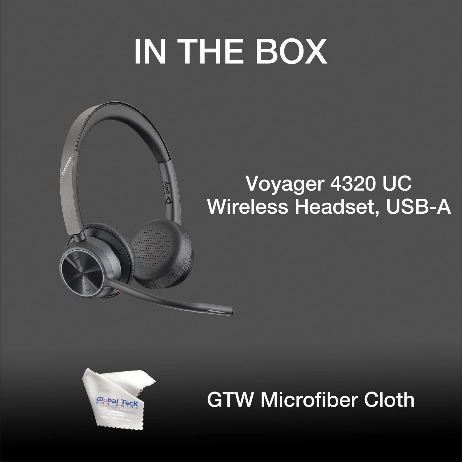 Poly Voyager 4320 UC Wireless Bluetooth Duo Headset USB-A BT700 Adapter Bundle