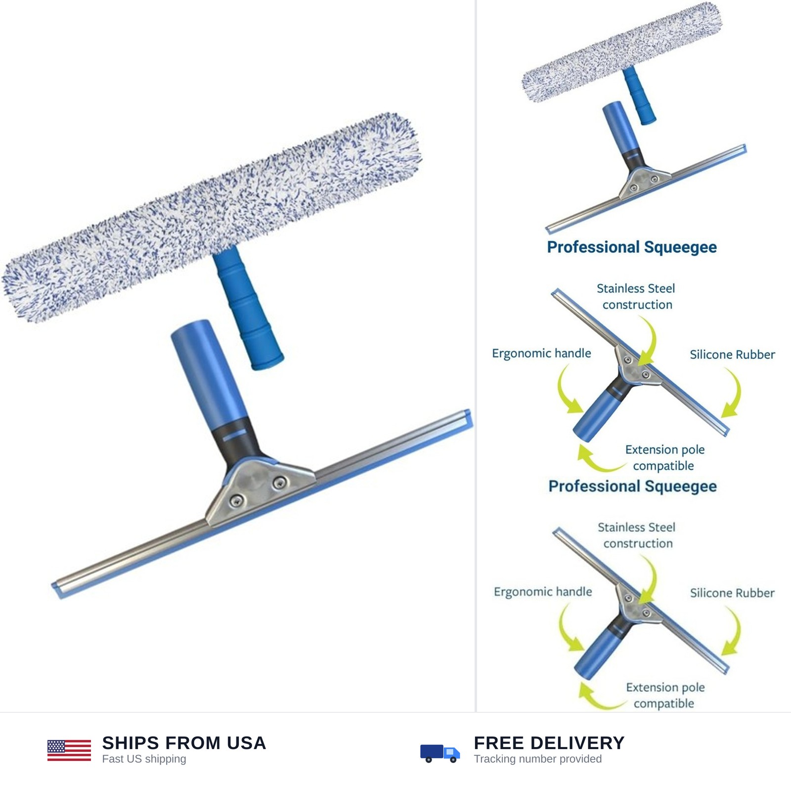 EnduroShield Professional Squeegee & Window Washer Cleaning Combo | Professio...