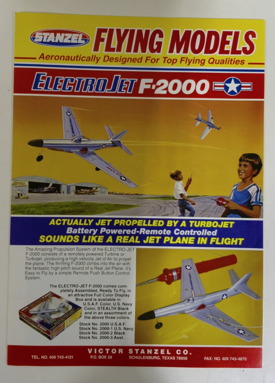 Stanzel Toys Flying Models Catalog Featuring Electro Jet F-2000