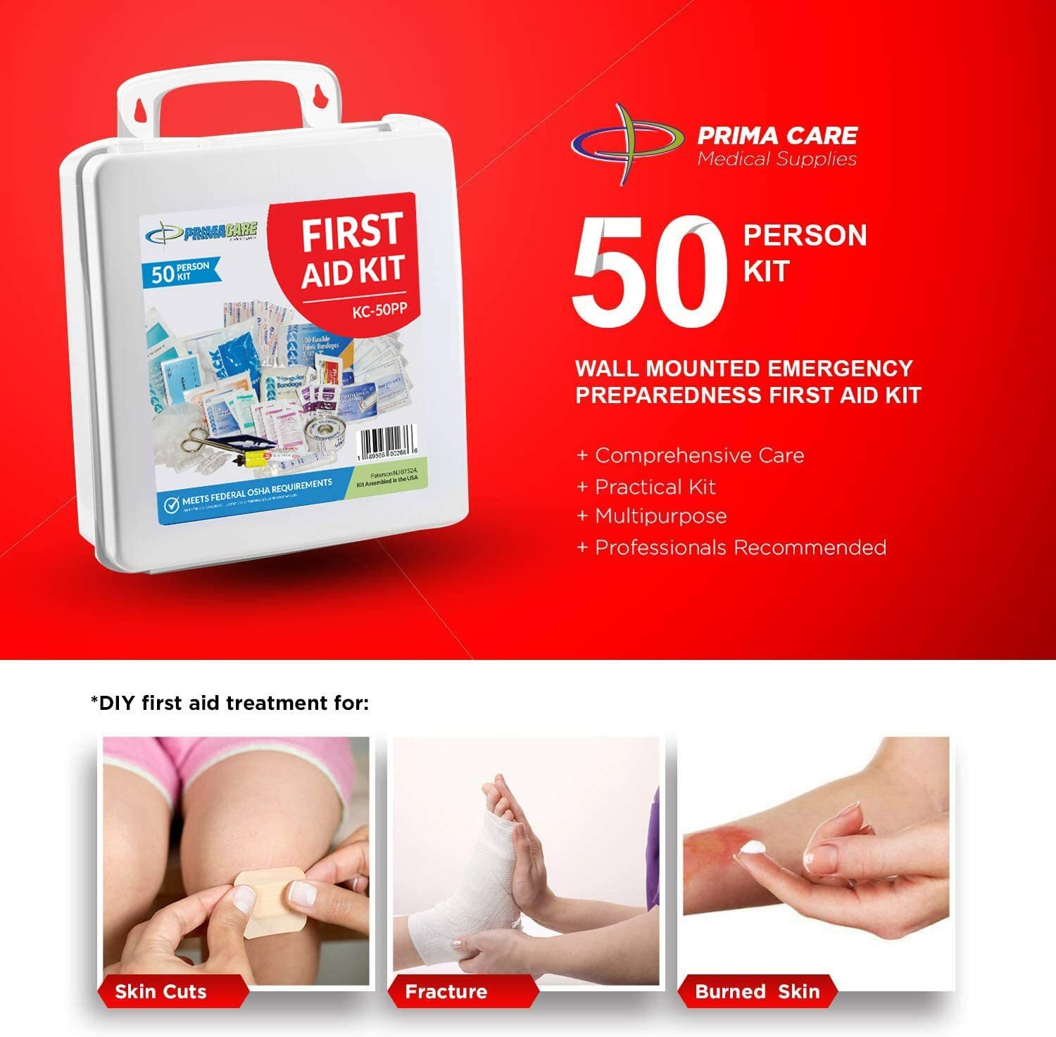 Primacare KC-50PP 50 Person Compact First Aid Kit with 232 Pieces