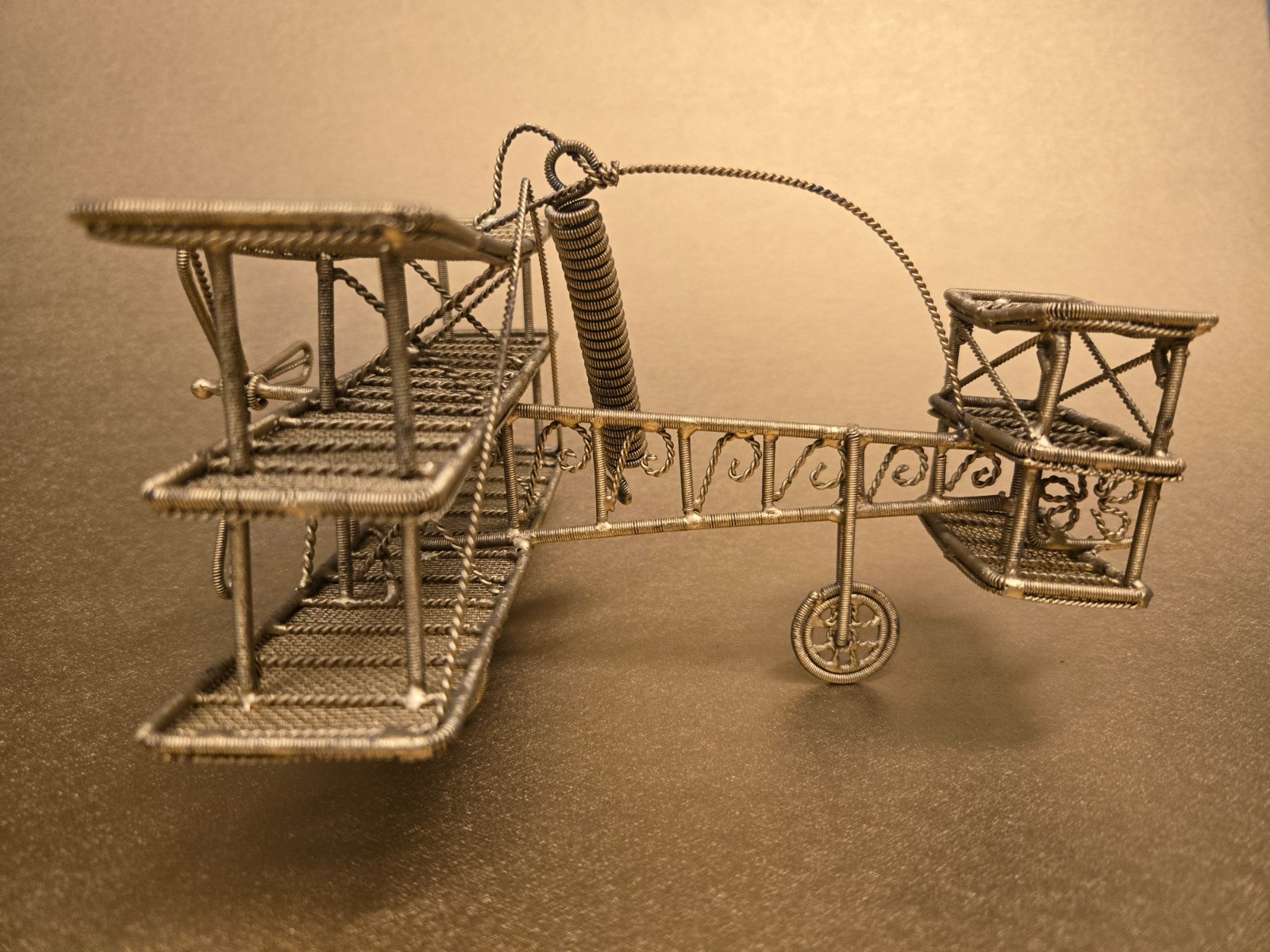 Tri-Plane Metal Wire - Hanging Airplane Decor - Vintage Aircraft Display
