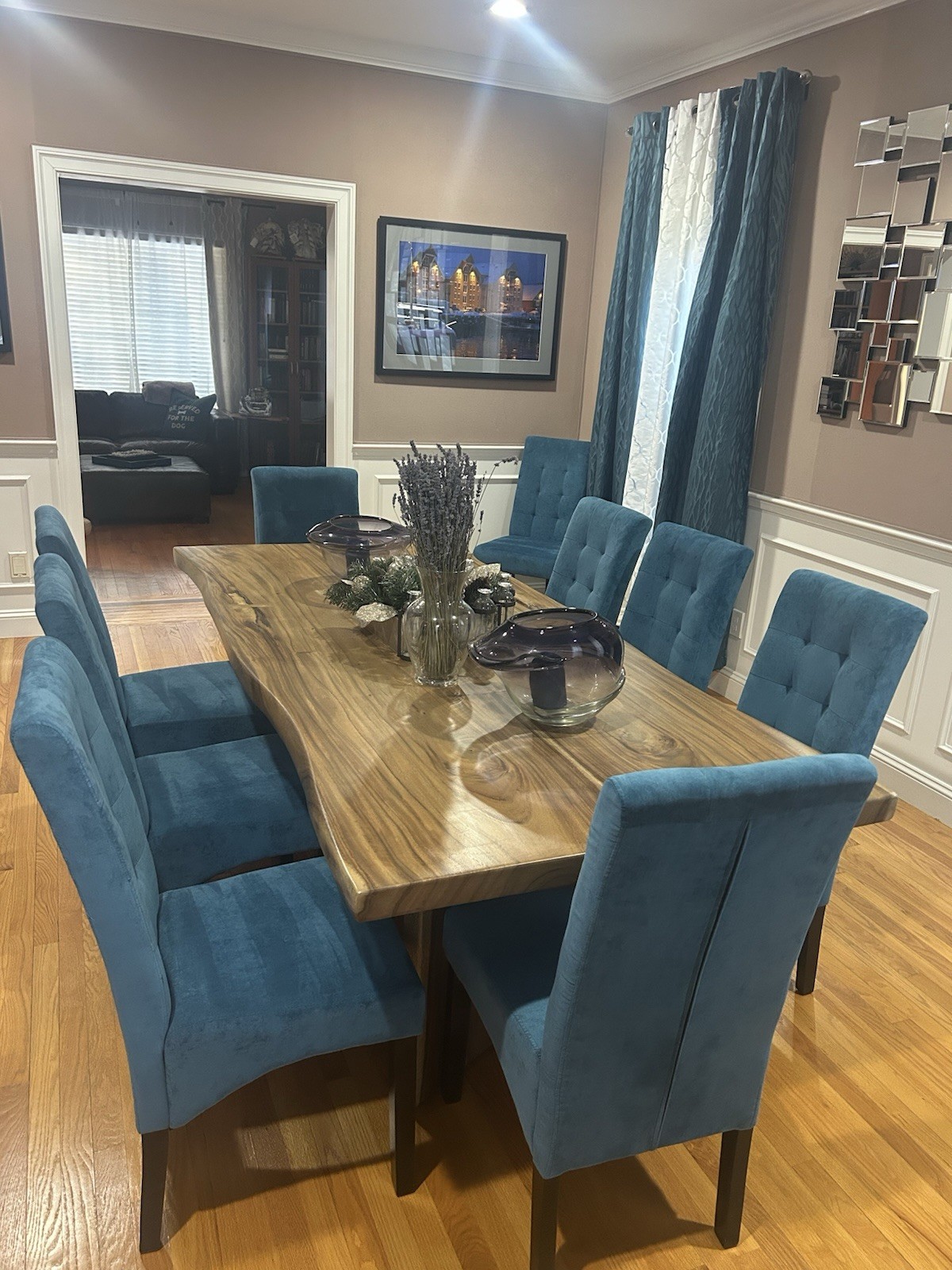 Set Of 10 Dining Room Chairs - TEAL BLUE