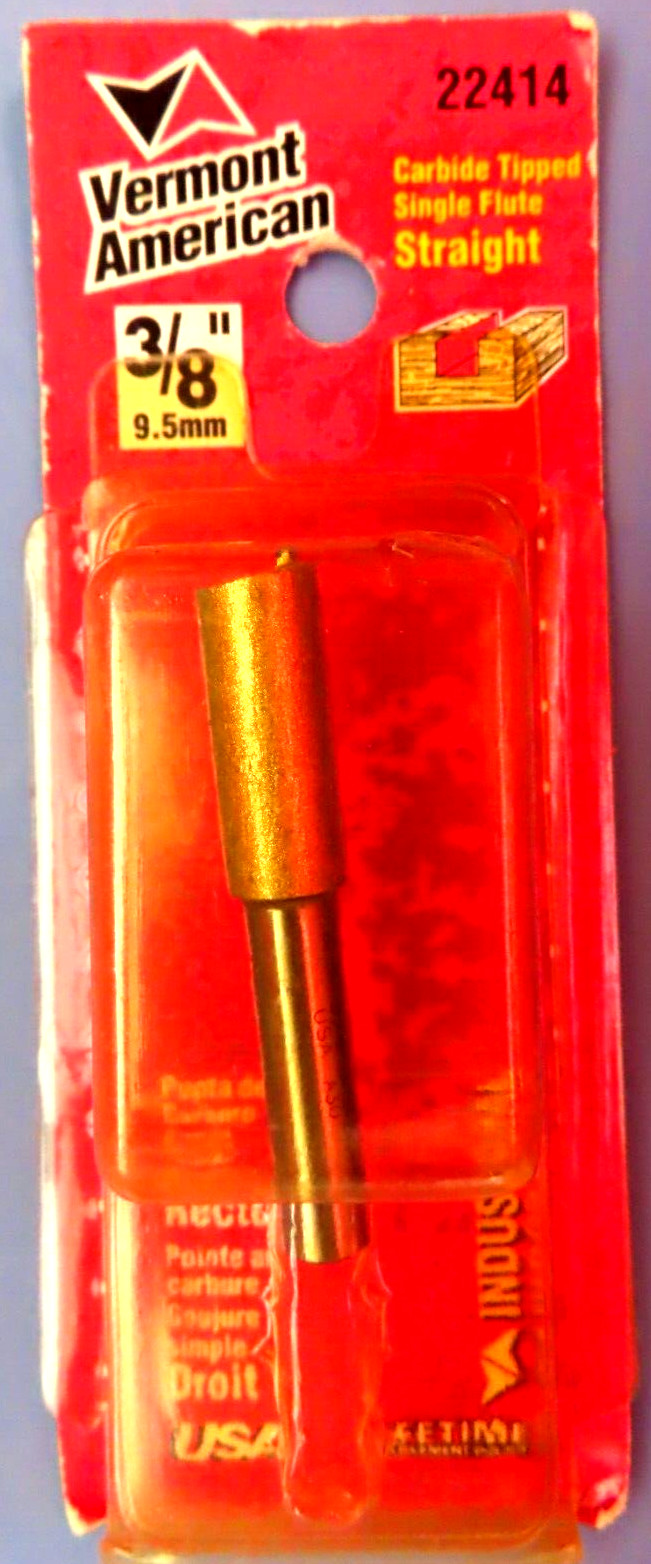 Vermont American Carbide Tipped Single Flute Straight Router Bit 3/8"  # 22414