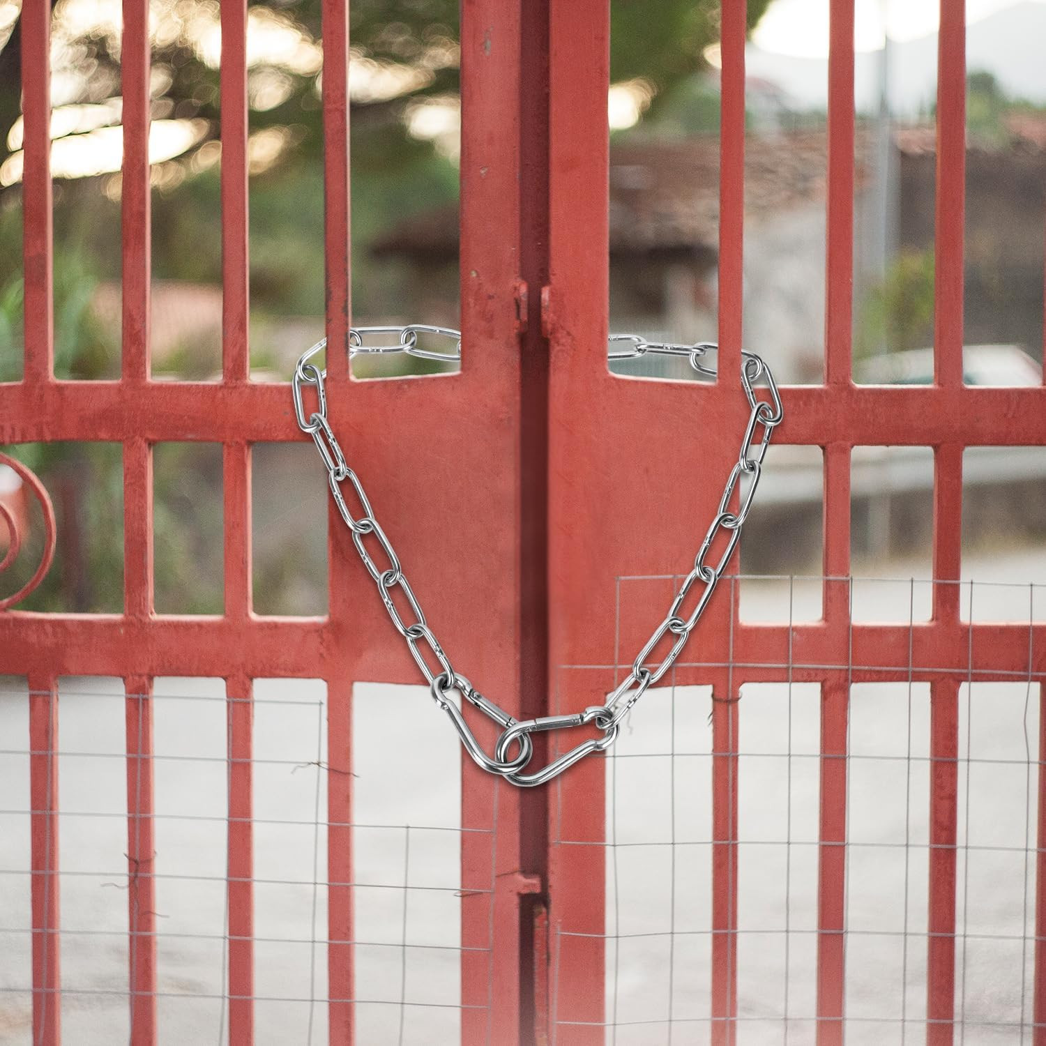 Gate Chain Lock, 20 Inch Stainless Steel Gate Link Chain Lock with Both-Ended Ca