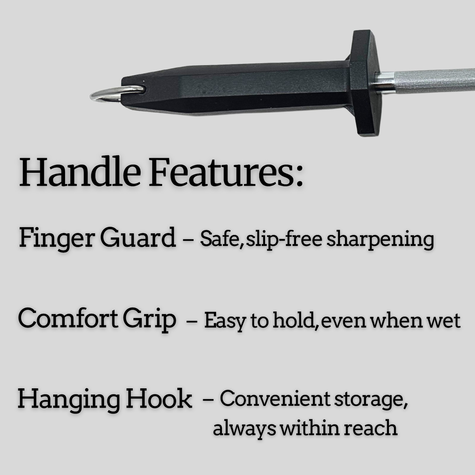 12-Inch Round Diamond Solid Steel Sharpening Rod