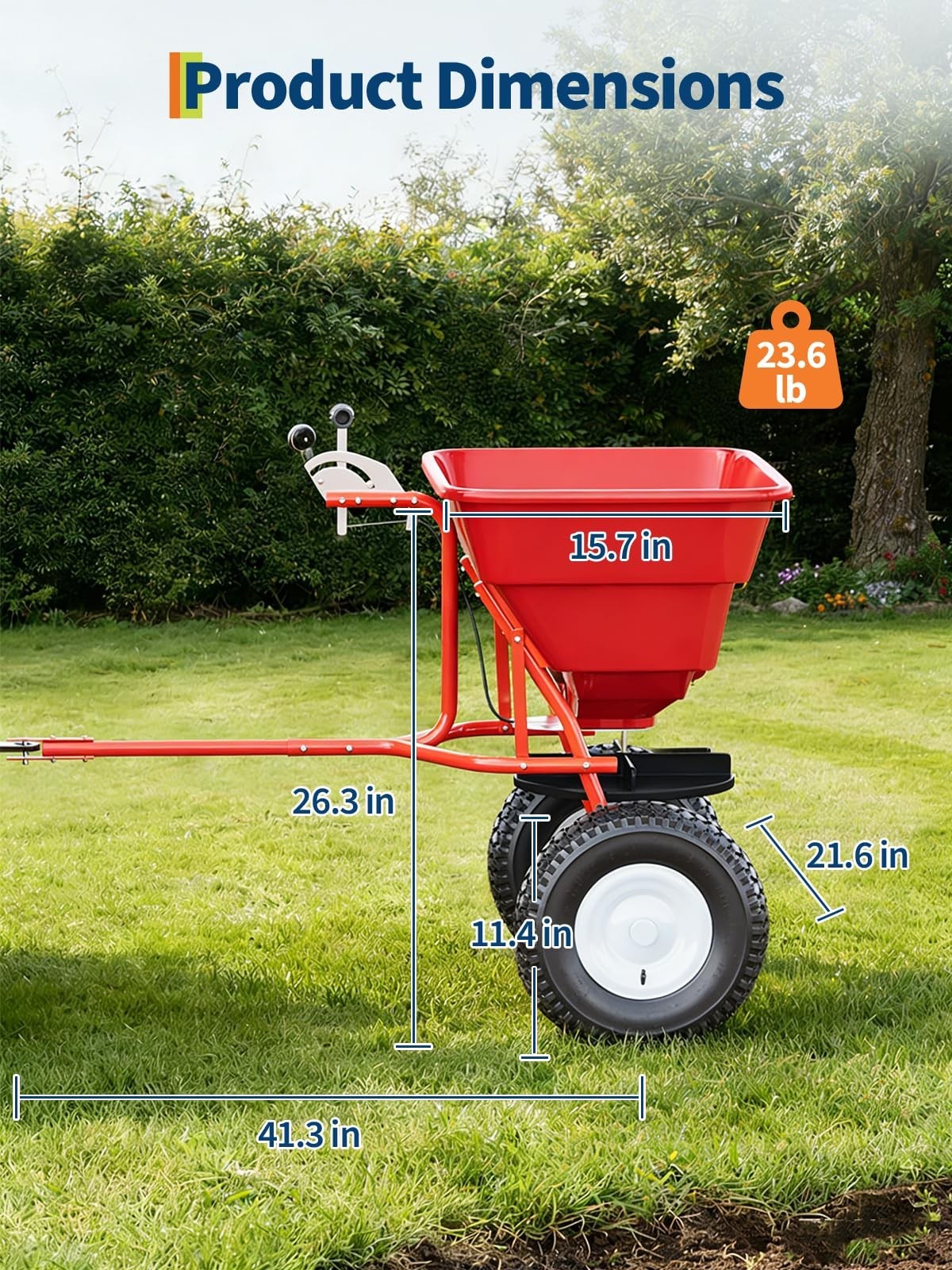 85LBs Tow Behind Broadcast Spreader Adjustable Seed Salt with Cover Hitch