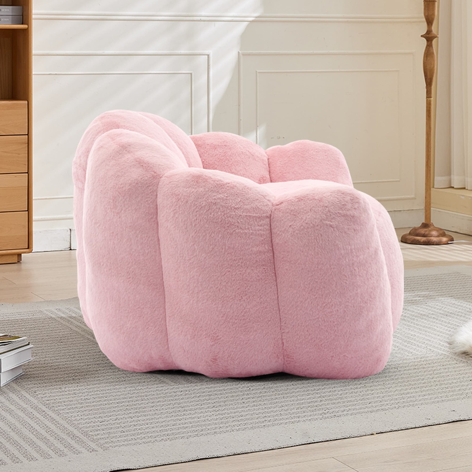 Pink Lotus Compression Sofa Bean Bag Pull Ring Portable Living Room Bedroom