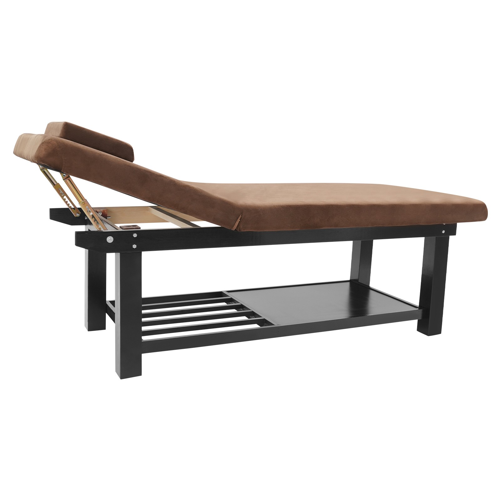 Stationary Massage Table Solid Wood Massage Table Spa Bed 75"x 31.5" Brown