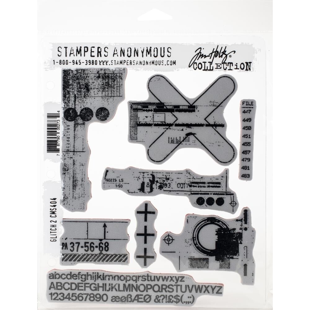Tim Holtz Stampers Anonymous "GLITCH 2" Stamp Set CMS404