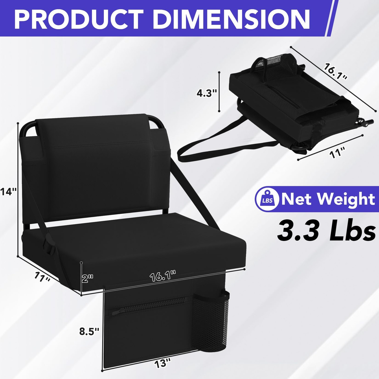 Stadium Seat for Bleachers with Back Support,Portable Bleacher Chairs with Ba...