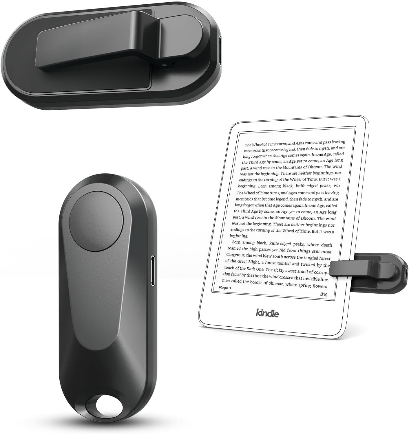 Page Turner Clicker for eReaders, Tablets & Cameras, w/ Wrist Strap & Bag