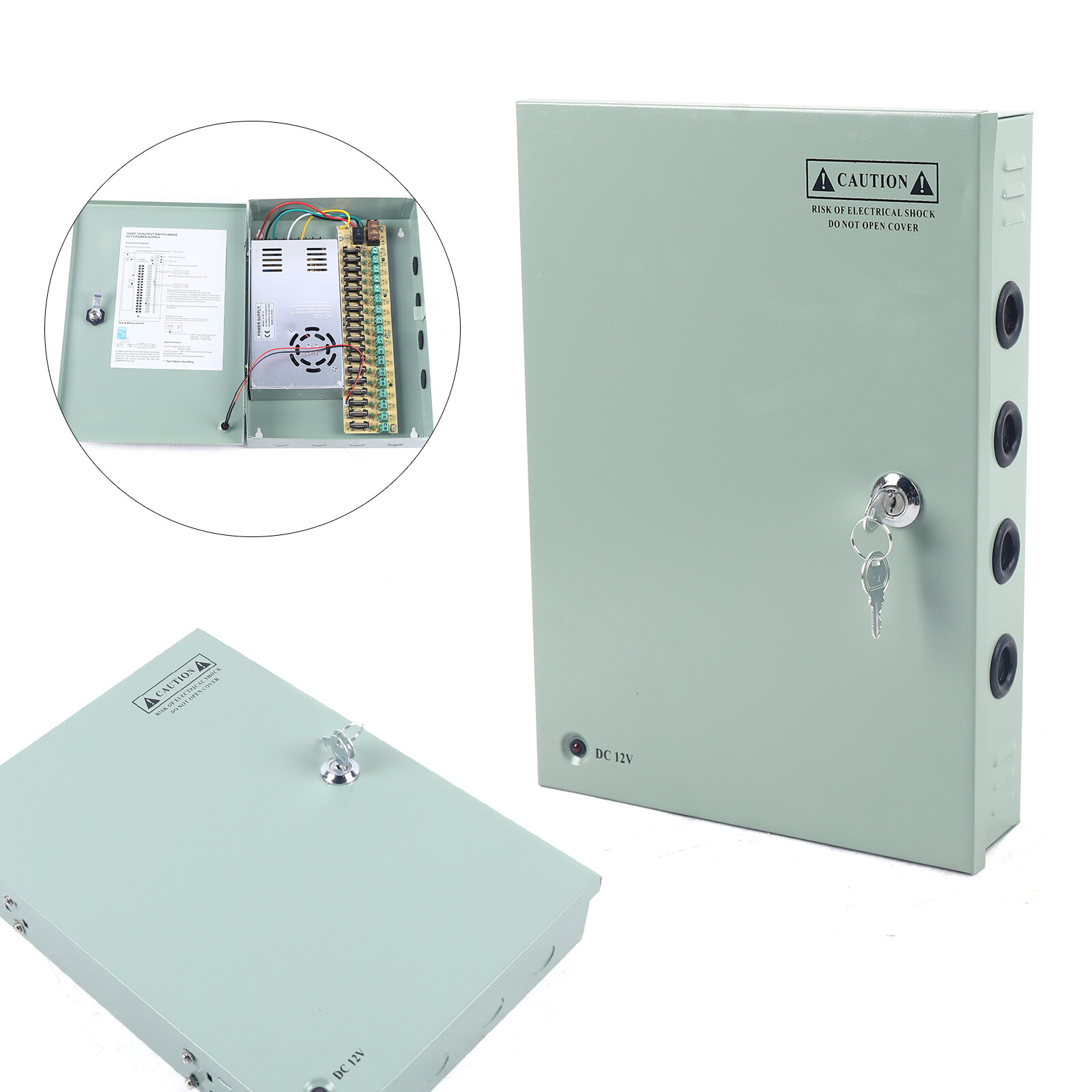 18 Channel Power Supply Distribution Box Case For CCTV Security Camera 12V 30A