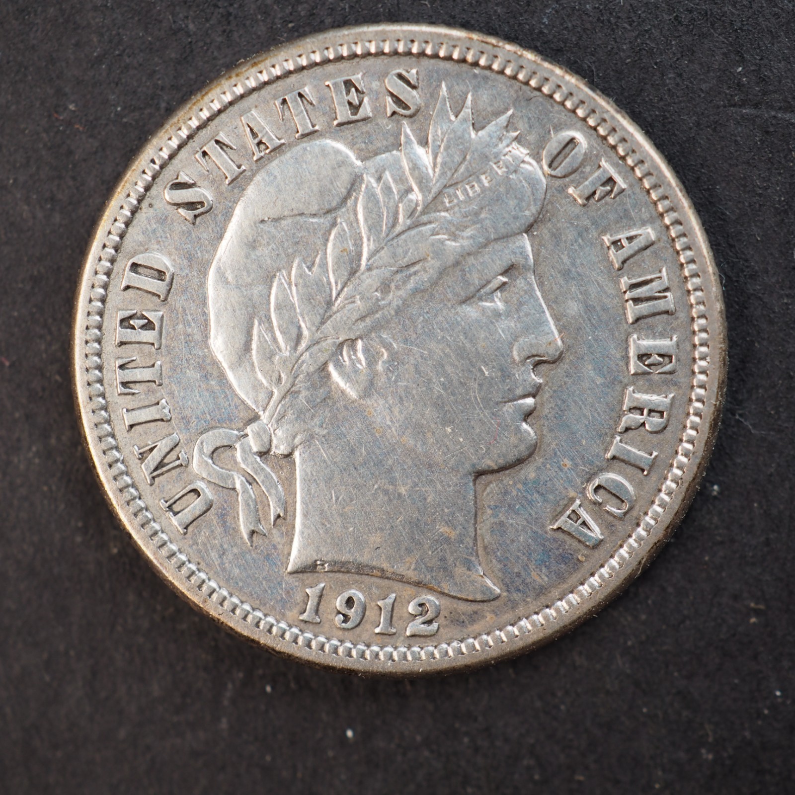 1912 *D* BARBER SILVER DIME ***CLEANED*** - FREE SHIPPING! C4441