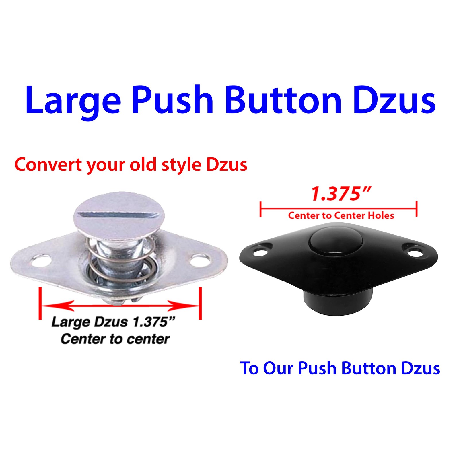 Dzus Large Push Button Retro Quick Latch Release Fastener Black 1.375 Inch