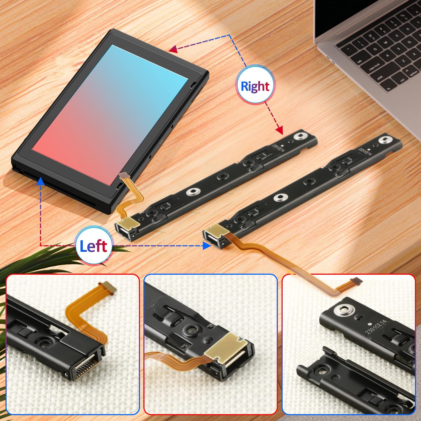 Left and Right Slide Rail for Nintendo Switch Console Slide Rail Bar Replacem...