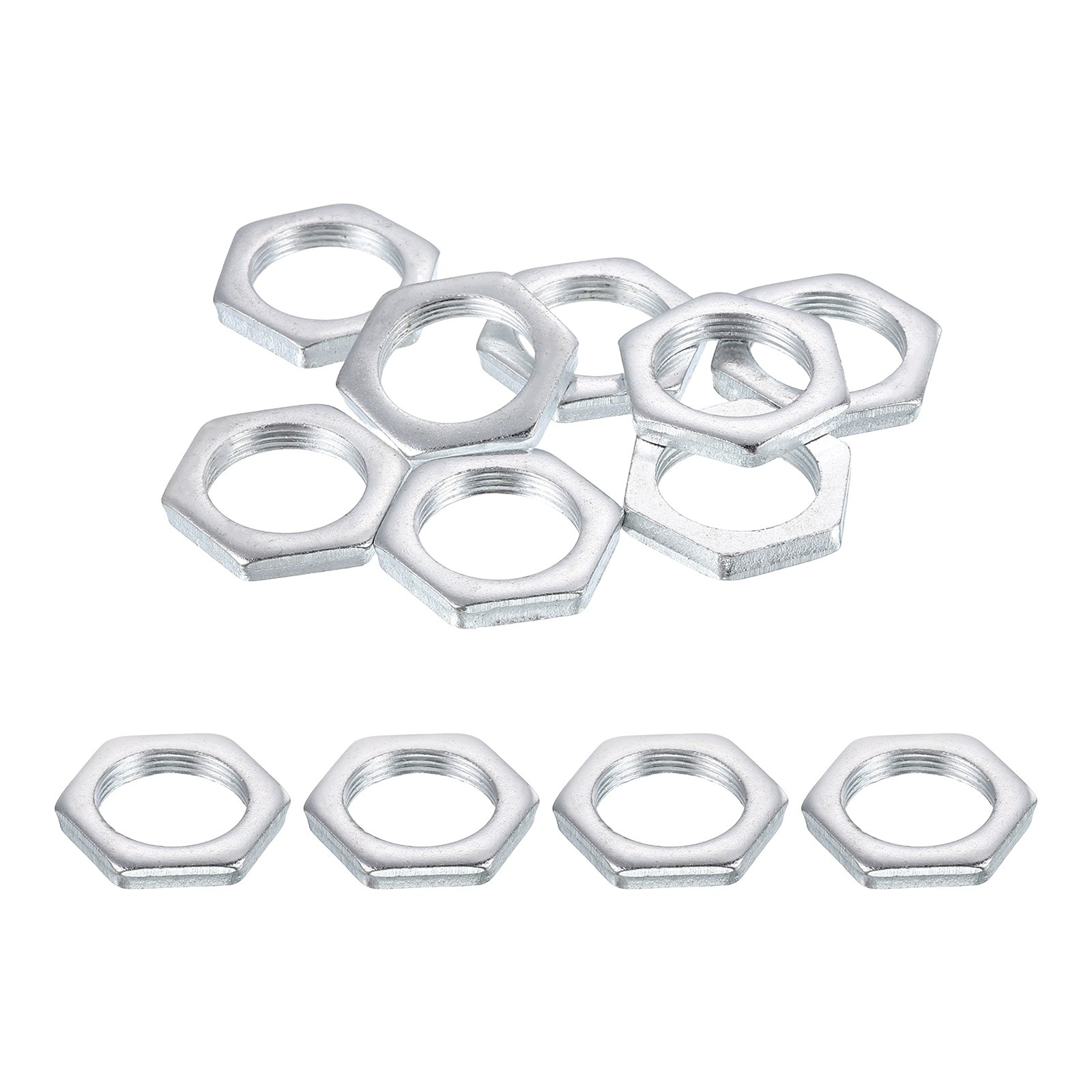 12Pcs M18x1x4mm Steel Hex Nuts Metal Screw Nut Fasteners 24mm Width