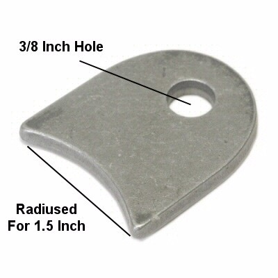 Weld On Radiused Mounting Tab For 1.5 Inch Tubing With 3/8 Inch Hole -Pack Of 10