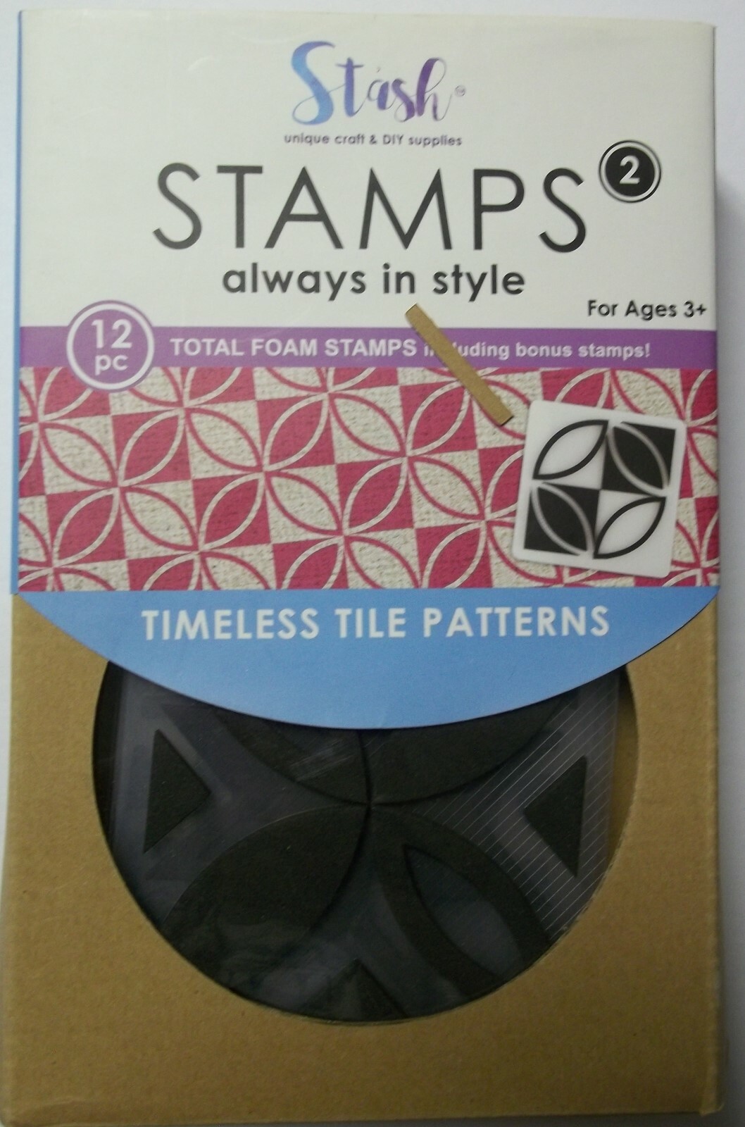 Stash Stamps  Set of  12 Timeless Tiles   Foam mounted on Plastic   Ages 3 + NIP