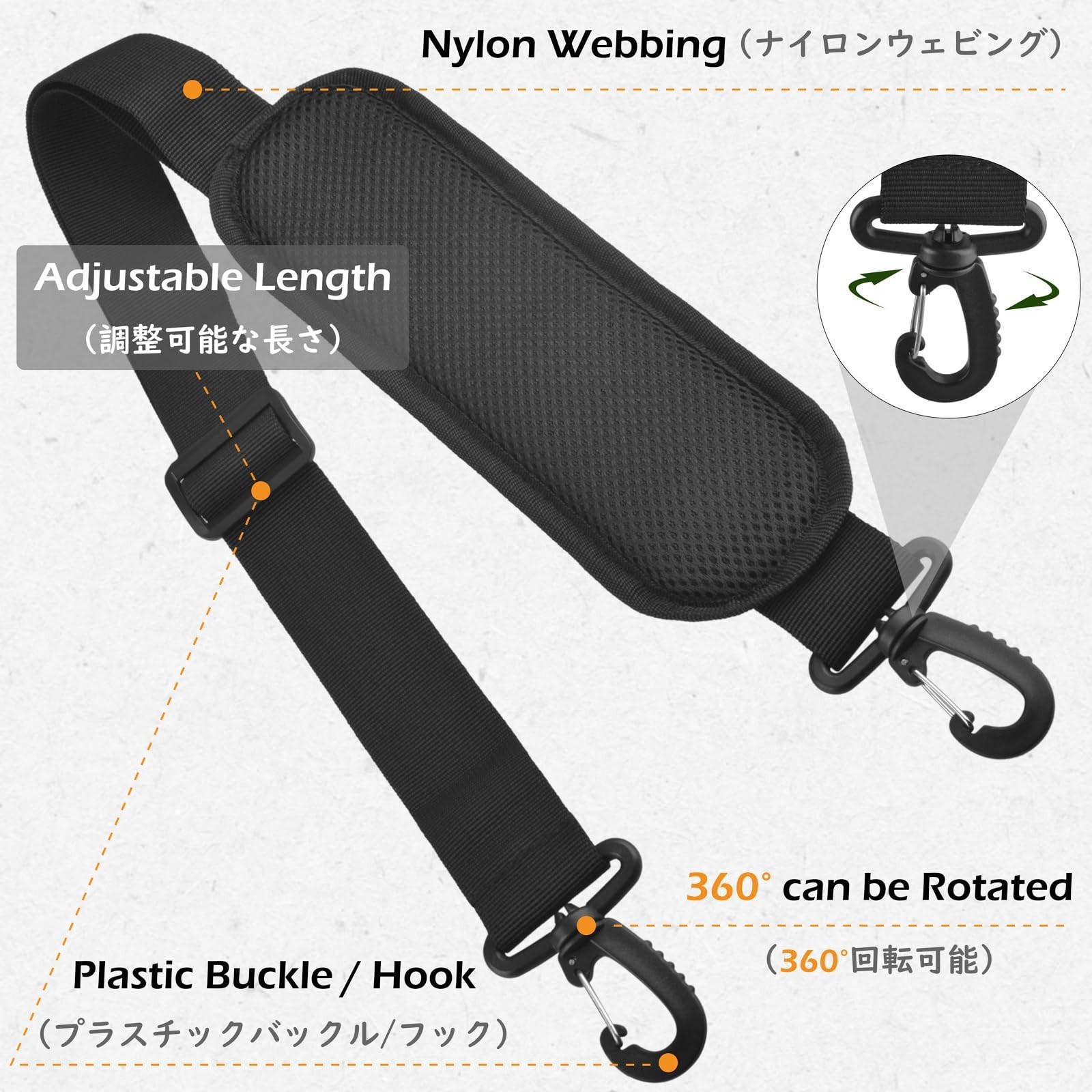 TRIWONDER Bag Shoulder Strap Replacement Adjustable Strap with Padded Metal H...