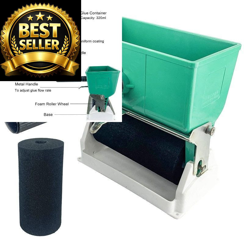 6 Inch Portable Glue Applicator Roller with Paint Bucket 6inch/320ML, Blue