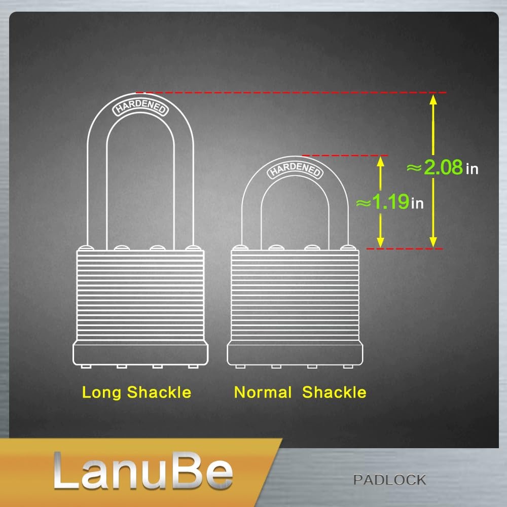Lanube Lock Laminated Keyed Padlock 1-9/16 40Mm Keyed Alike Locks Long