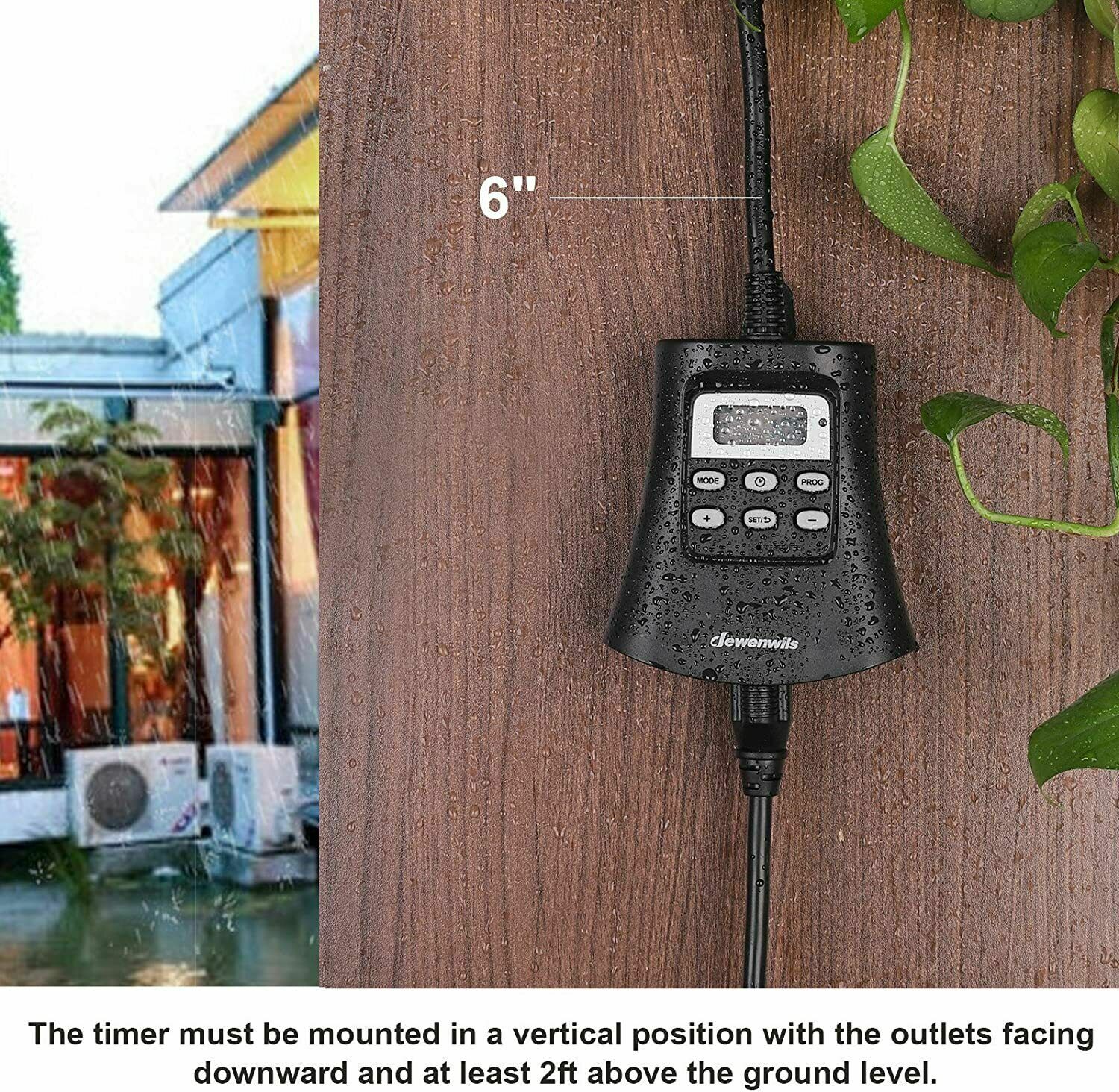 DEWENWILS Outdoor Timer Outlet Plug-in Digital Outside Timer for Holiday Light