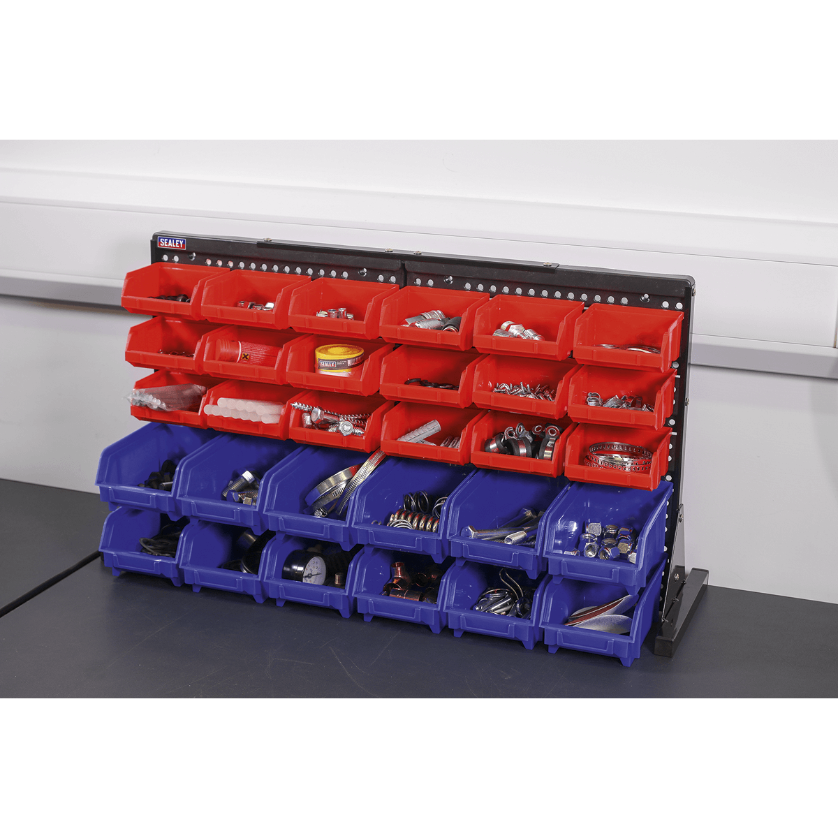 Sealey TPS1218 Bench Mounted Bin Storage System and 30 Bins