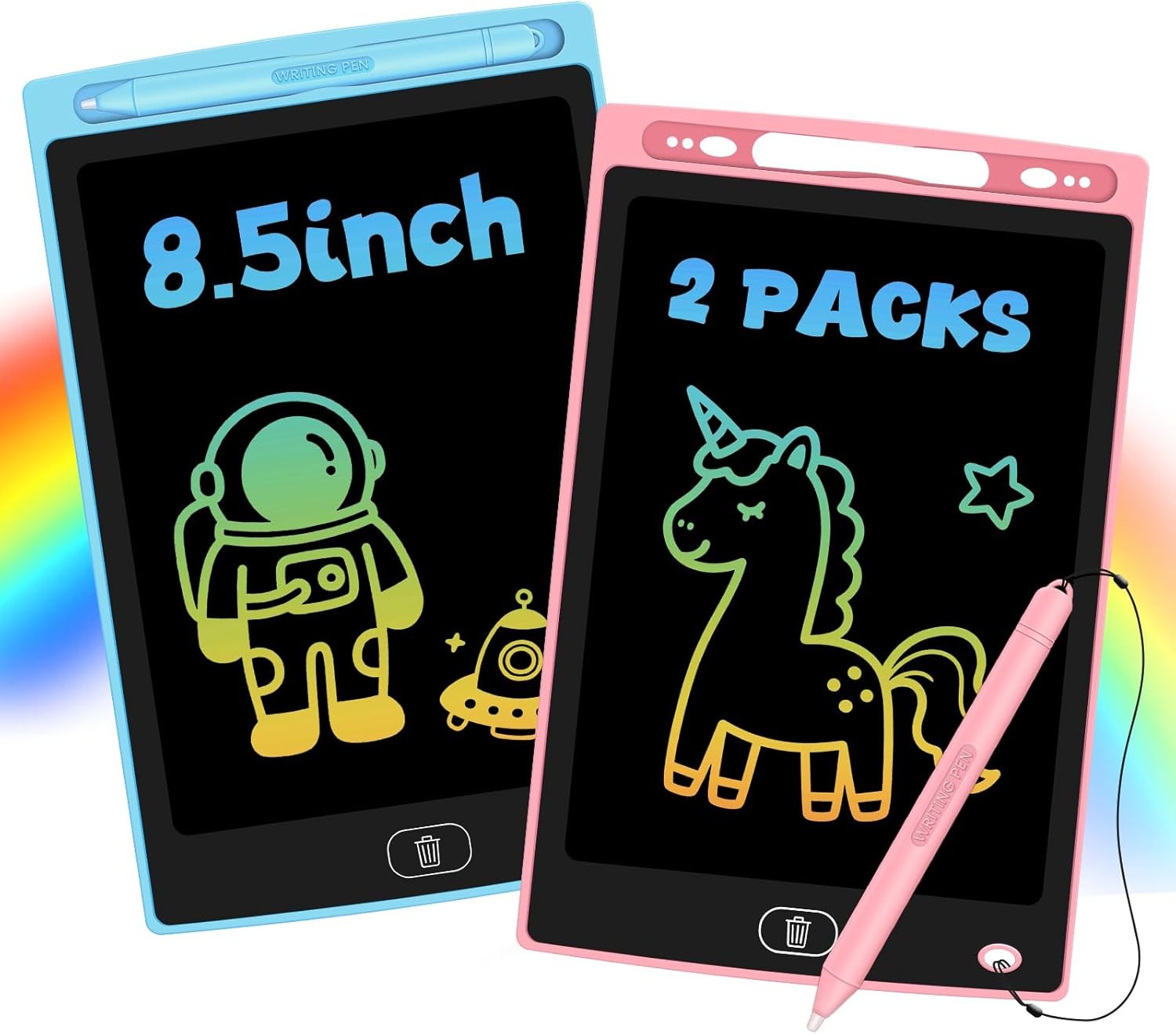 2 Pack LCD Writing Tablet for Kids, Erasable and Reusable Toddler Doodle Board i