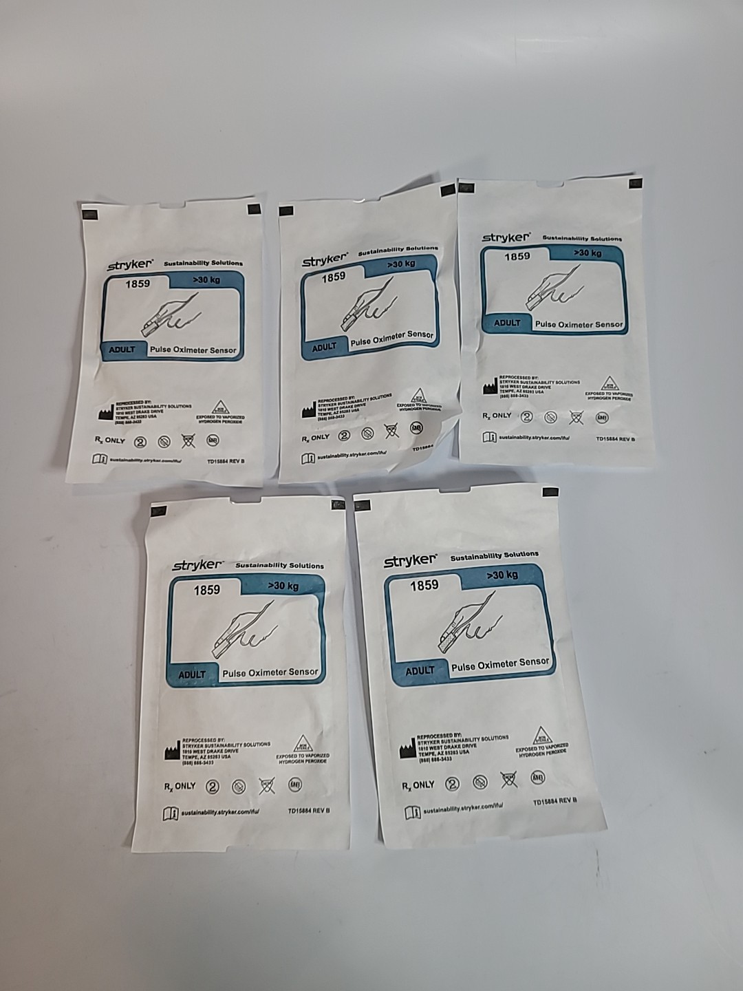 SET OF 5  Stryker 1859 Adult Pulse Oximeter Sensor