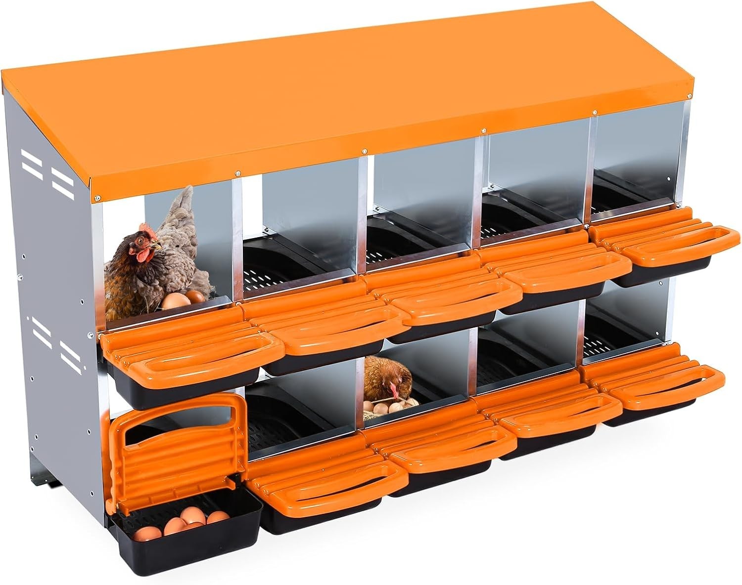 10 Hole Chicken Nesting Box Hen Laying Boxe Roll Away Nesting Box for Laying Egg