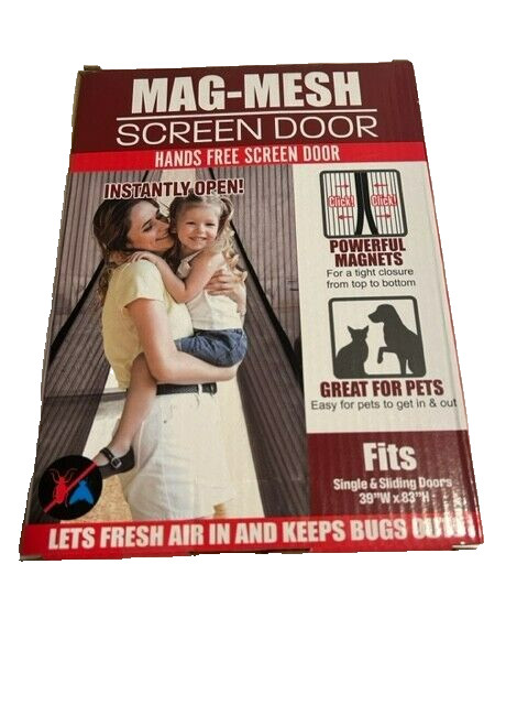 Deluxe Magnetic Mesh Hands Free Screen Door 39" x 83"   No Tools Required!