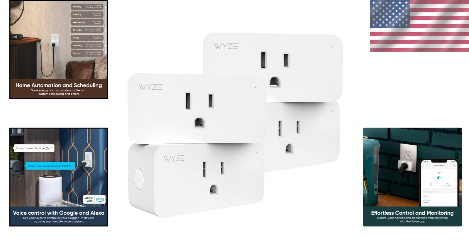 Smart WiFi Plug Bundle - Control with Voice, App & Scheduling, 1650 Watts Power