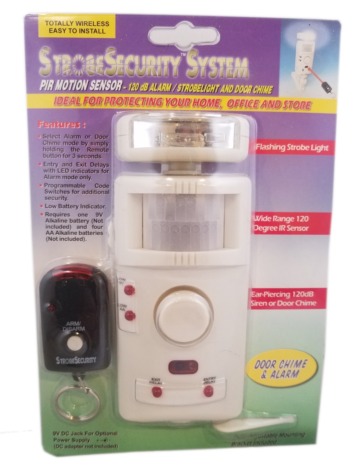 Strobe Security System Motion Sensor Alarm & Door Chime 120dB Remote Control NEW
