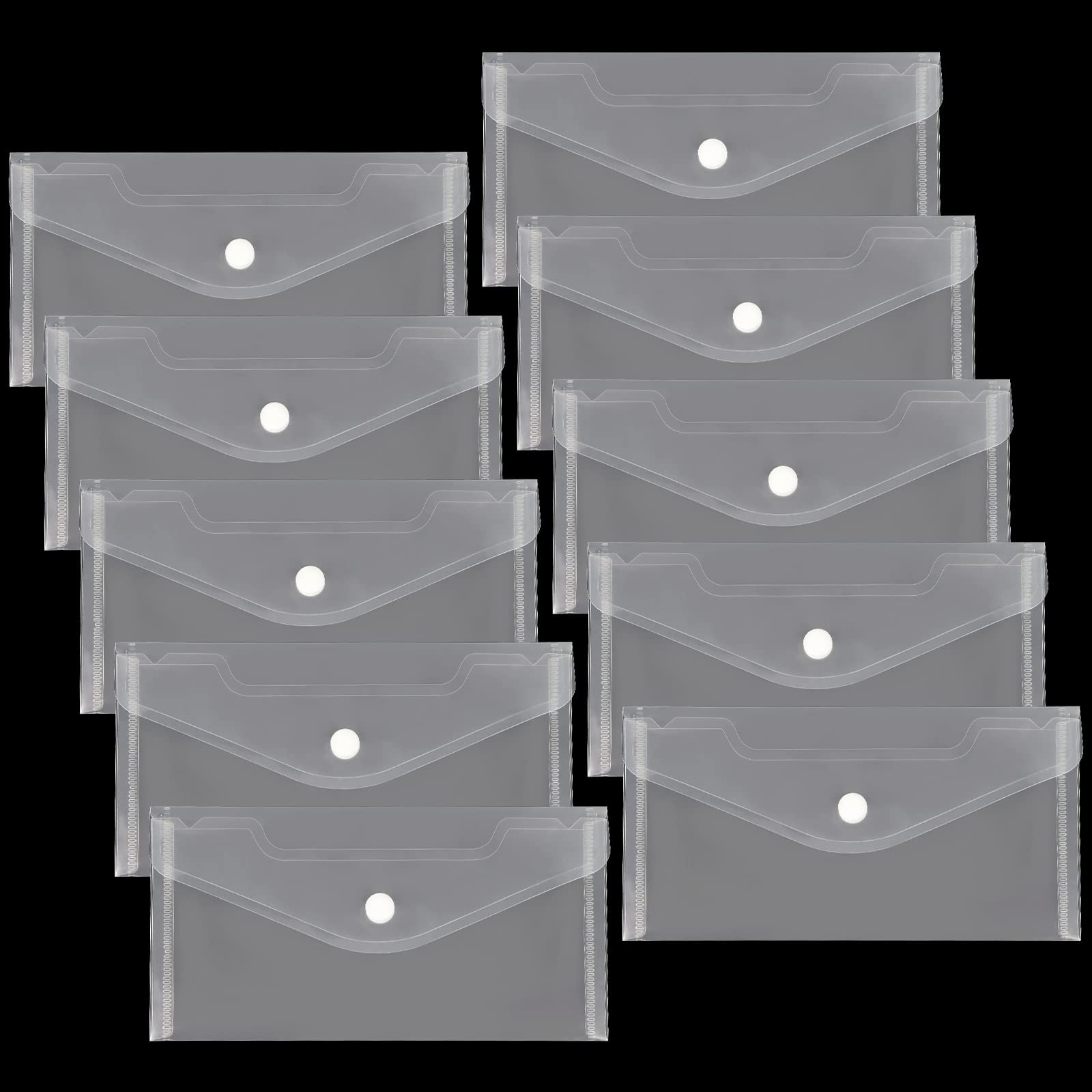 Pack Of 10 Transparent Document Envelopes With Snap Closure For Organization