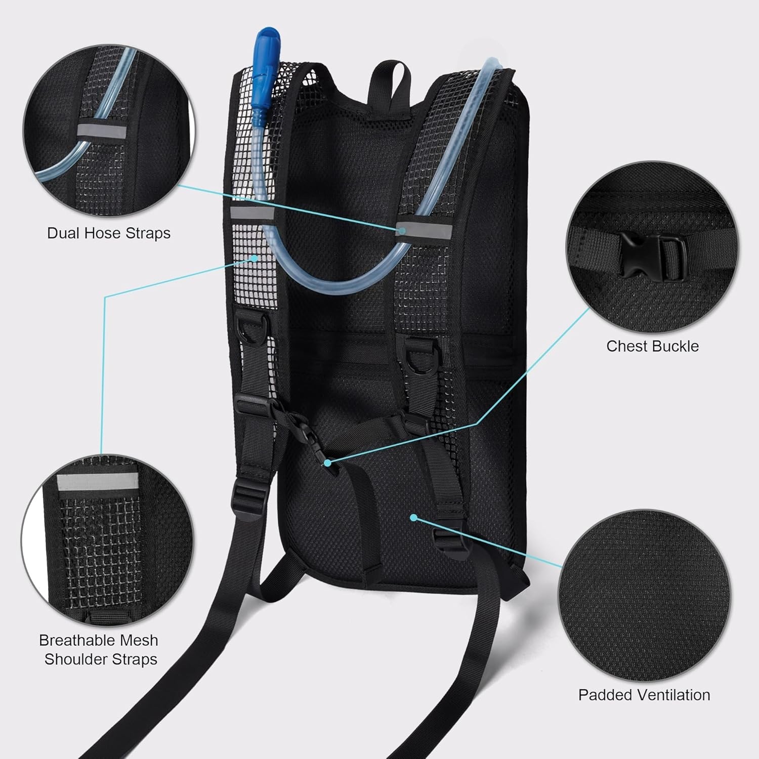 Hydration Backpack - Lightweight Water Backpack with 2L Water Bladder Bag, Ru...